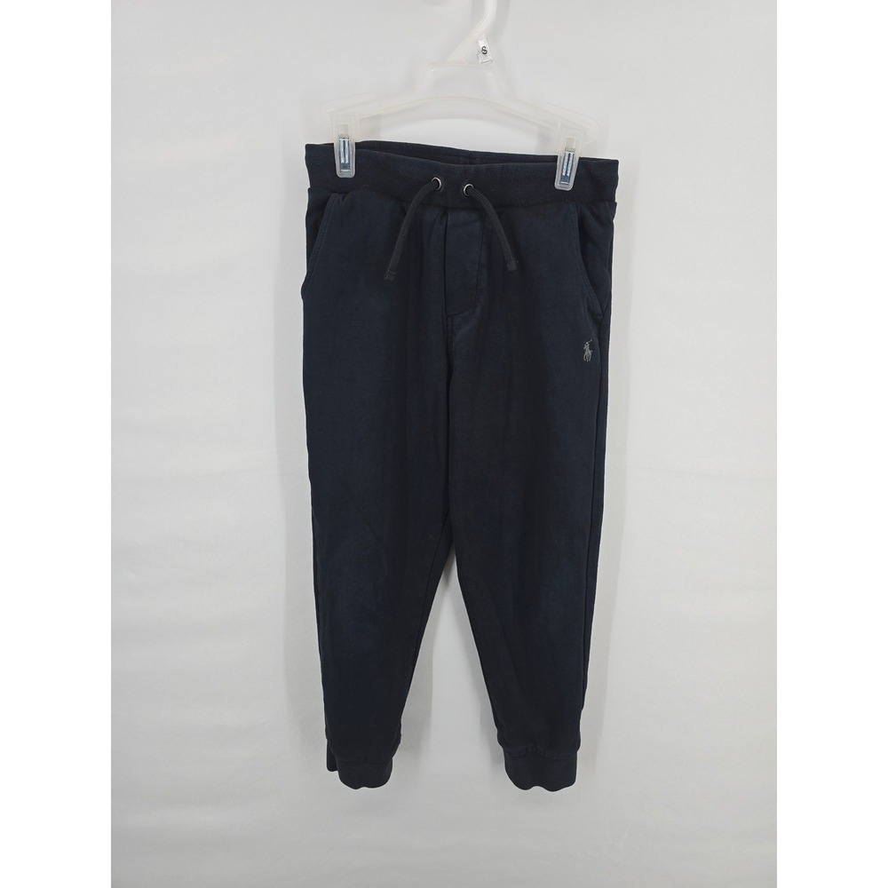 Polo Ralph Lauren Boys Navy Blue Fleece Jogger Sweatpants Size 7 Pony Logo‎